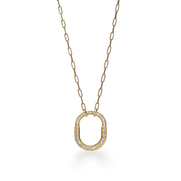 18K T Lock Pendant Pavé Diamonds Necklace