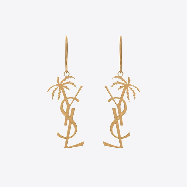 18K Sanit Monogram Palmier Statement Earrings