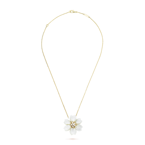 18K Van Cleef & Arpels Rose De Noël Clip Pendant Necklace