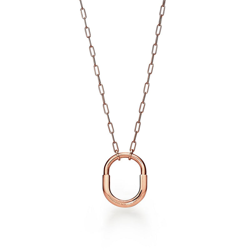 18K T Lock Pendant Pavé Diamonds Necklace
