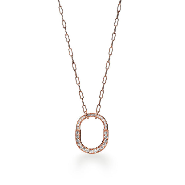 18K T Lock Pendant Pavé Diamonds Necklace