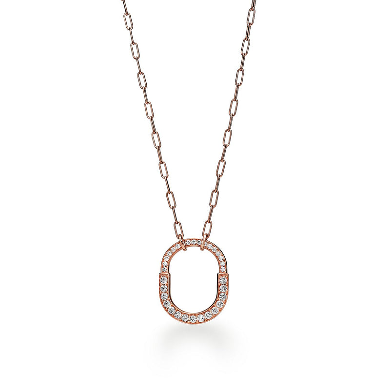 18K T Lock Pendant Pavé Diamonds Necklace