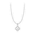 White Gold Pearl Clover Necklace