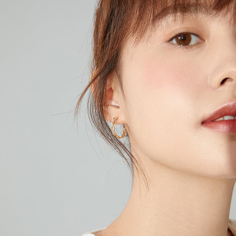 C-Shaped Zircon Earrings