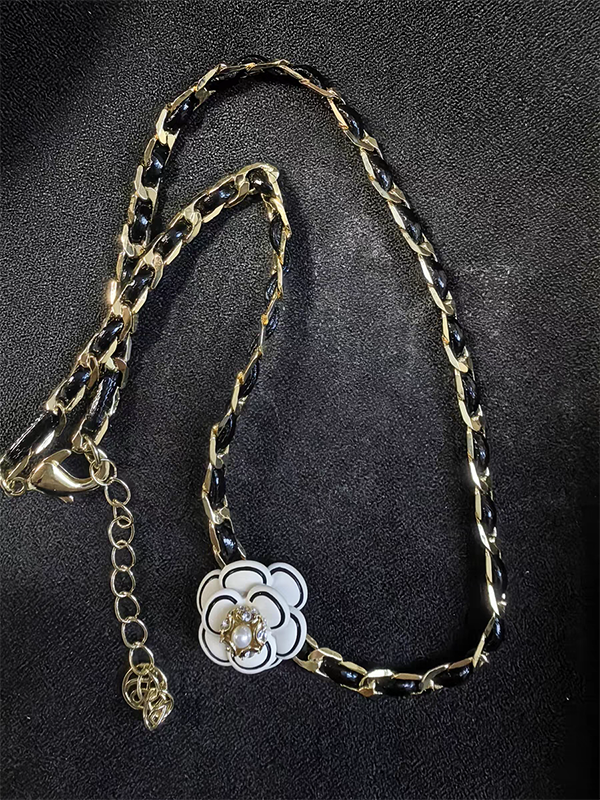 Camellia Leather Choker Necklace
