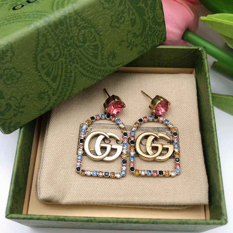 18K Double G Color Crystals Earrings