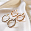 18K T T1 Open Hoop White Gold Earrings